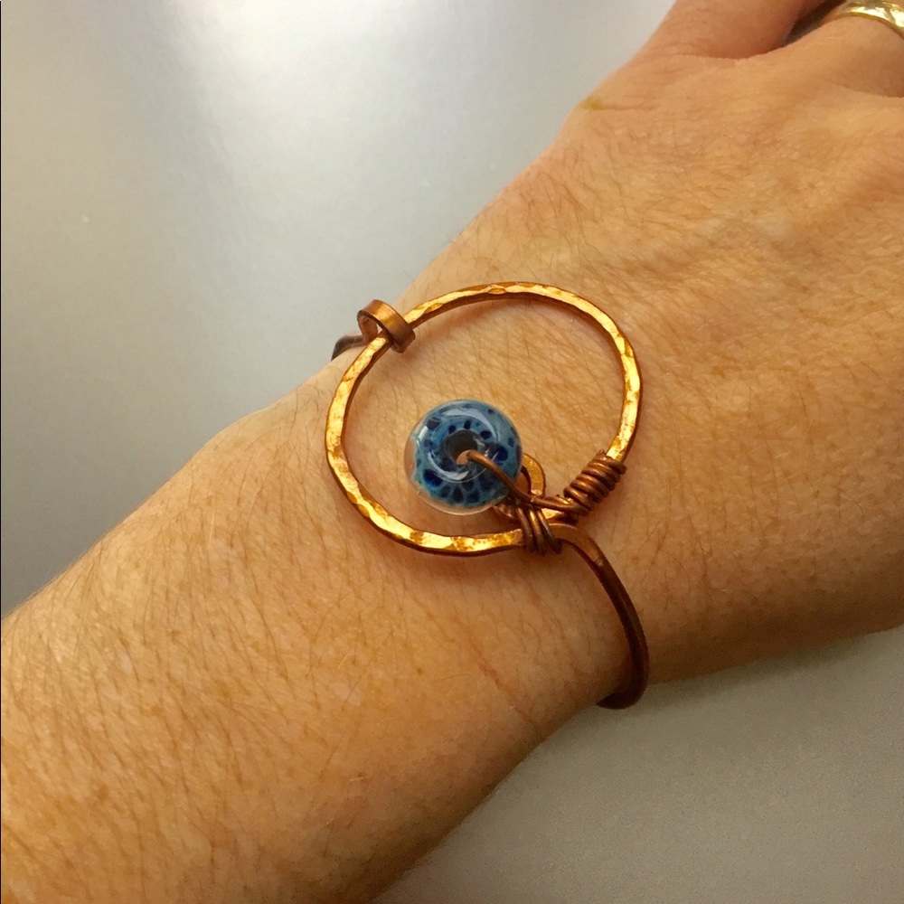 Glass and copper bracelet